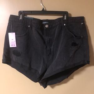 Wild Fable Distressed Black Denim Ripped High-Rise Jean Shorts Size 14W